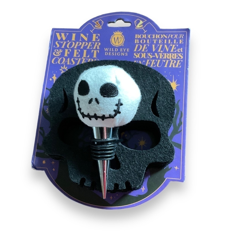 Wine Stopper Coaster Set‎ Jack Nightmare Before Christmas Black Skulls